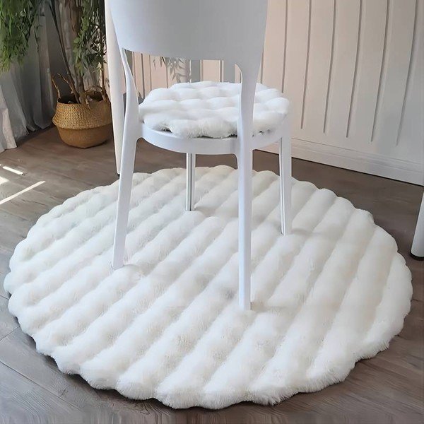 Бял кръгъл килим подходящ за пране ø 80 cm Bubble White – Mila Home-image-1