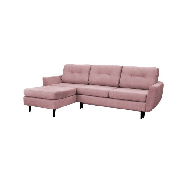 Světle růžová rozkládací pohovka s černými nohami Mazzini Sofas Hortensia, levý roh-image-1