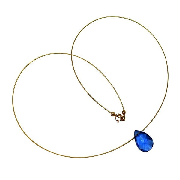 Zlatý náhrdelník Blue Topaz Quartz Teardrop (topaz)