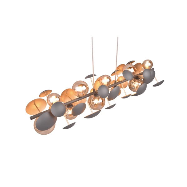 Висяща лампа със стъклен абажур в сиво-златисто Bubble - Trio Select-image-4