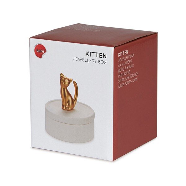 Бяла порцеланова кутия за бижута Cat - Balvi-image-3