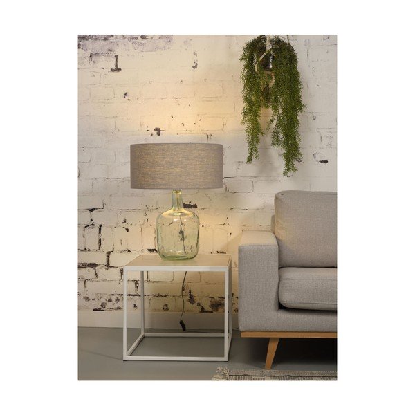 Настолна лампа със светлосив абажур и конструкция от рециклирано стъкло Мурано, ⌀ 47 cm - Good&Mojo-image-4