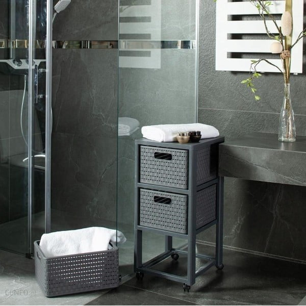 Антрацитен пластмасов рафт за баня 32,5x71 cm Country – Rotho-image-1