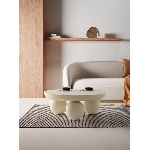 Бежова кръгла масичка за кафе от масивно манго ø 90 cm Ailen – MOME-image-1