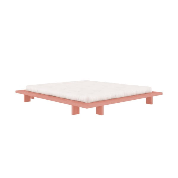 Светлорозово двойно легло от масивен бор с включена подматрачна рамка 180x200 cm Japan – Karup Design-image-3