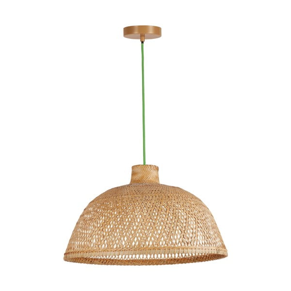 Висяща лампа в зелено-естествен цвят с бамбуков абажур ø 52 cm - SULION