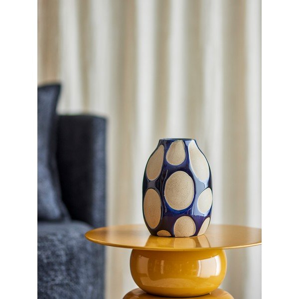 Тъмносиня/кремава глинена ваза (височина 20 cm) Bashir – Bloomingville-image-1