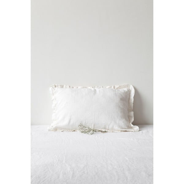 Бяла ленена калъфка за възглавница с ивици, 50 x 60 cm - Linen Tales