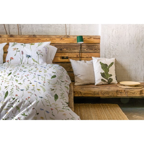 Бяло и зелено памучно сатенено спално бельо за единично легло 140x200 cm - Butter Kings-image-1