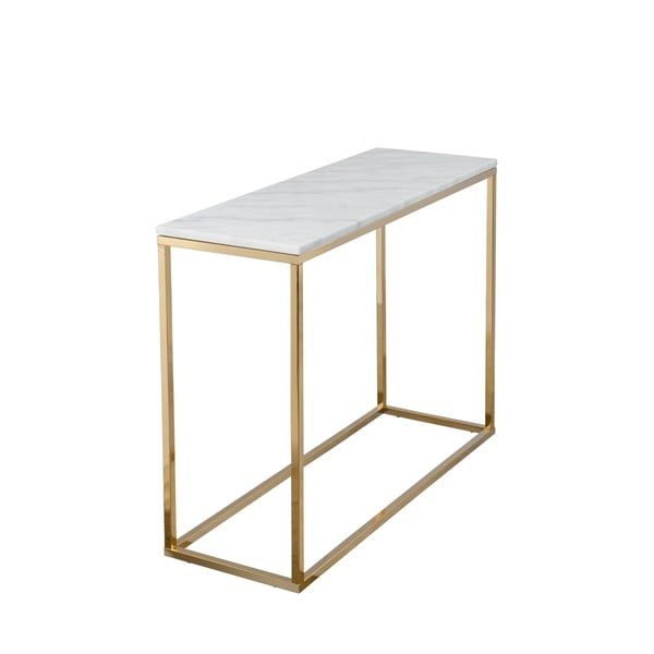 Конзолна маса от бял мрамор с основа от златен мрамор, дължина 100 cm - RGE-image-2