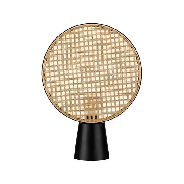Матово черно/в естествен цвят метална настолна лампа (височина 48,5 cm) Tierra – Nova Luce