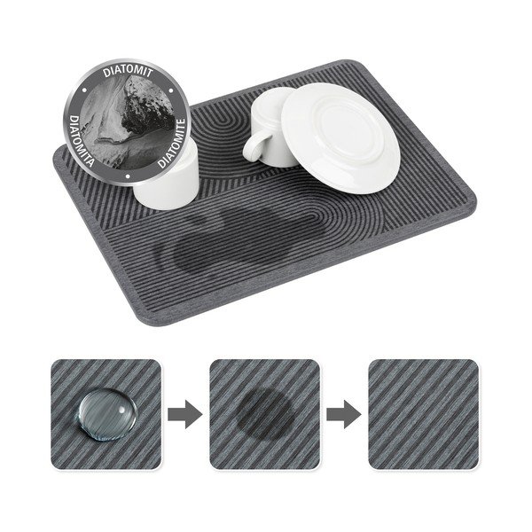 Сива тавичка за оттичане за съдовете от диатомична глина 40x30 cm Damon – Wenko-image-2