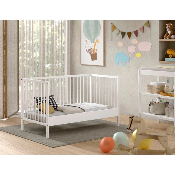 Бяло детско креватче 70x140 cm от масивен бор DINO – Vipack-image-1