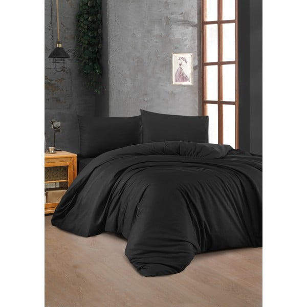Черно памучно спално бельо за двойно легло 200x200 cm - Mijolnir
