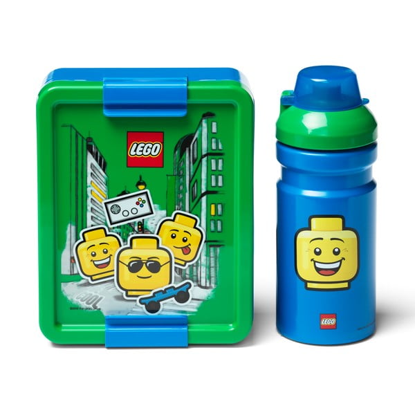 Комплект зелена и синя кутия за закуски и бутилка за пиене Iconic - LEGO®