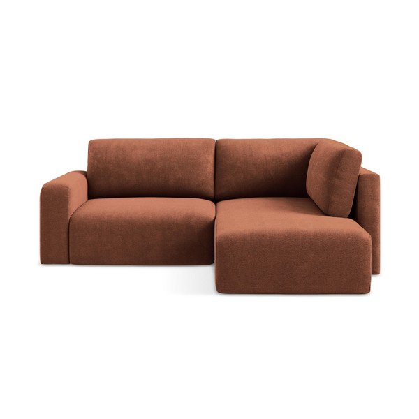 Теракотен шенилов сгъваем/с място за съхранение ъглов диван (десен ъгъл/L форма) Kona – Makamii