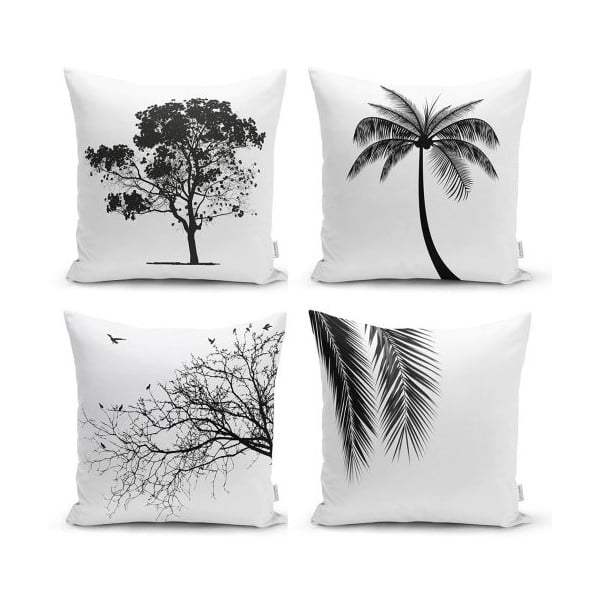 Комплект от 4 декоративни калъфки за възглавници в черно и бяло, 45 x 45 cm - Minimalist Cushion Covers