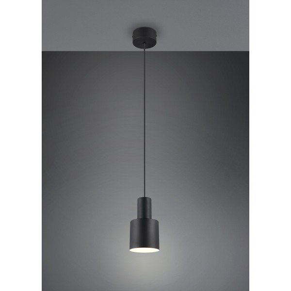 Черно висящо осветително тяло с метален абажур ø 12 cm Agudo – Trio-image-1