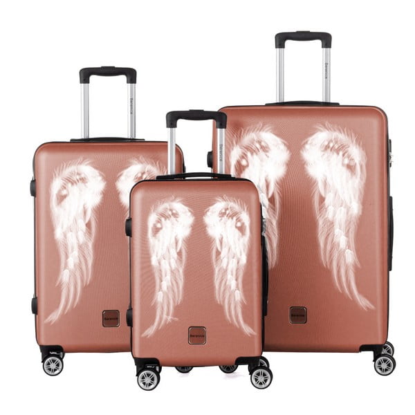Комплект от 3 стари розови куфара за пътуване Wings - Berenice