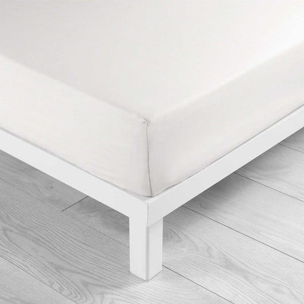 Бял еластичен памучен чаршаф 160x200 cm Lina – douceur d'intérieur