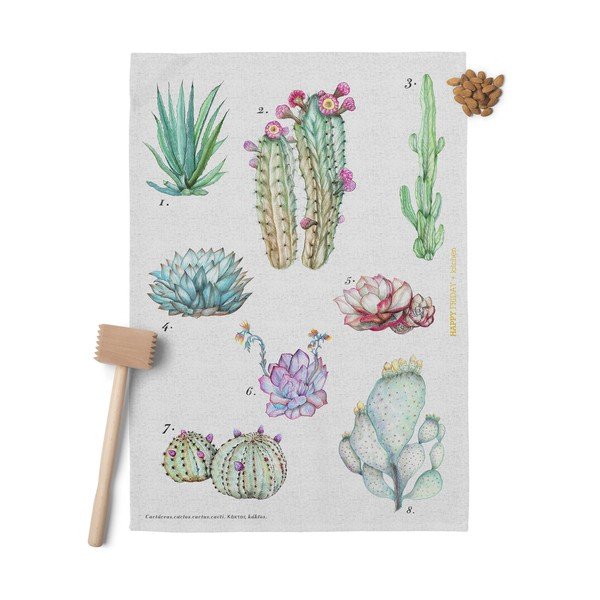 Комплект от 2 памучни кухненски кърпи , 70 x 50 cm Cactus - Happy Friday Basic-image-1