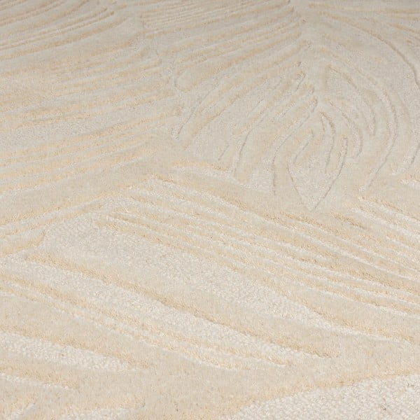 Бежов вълнен кръгъл килим ø 160 cm Leaf - Flair Rugs-image-2