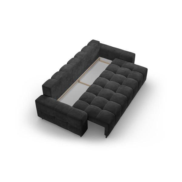 Тъмносив кадифен разтегателен диван с място за съхранение 250 cm Wicklow – Cosmopolitan Design-image-3