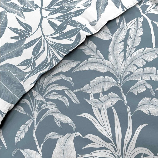 Бяло/синьо  двойно удължено памучно спално бельо 240x220 cm Hera – douceur d'intérieur-image-3