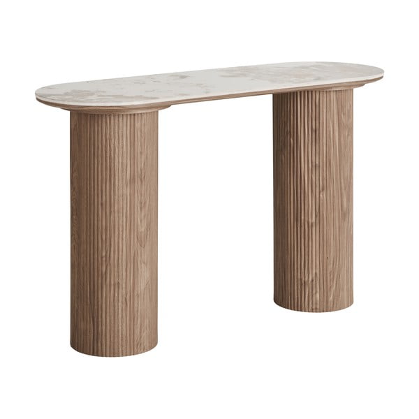 Бежова/в естествен цвят конзолна маса с плот от имитация на мрамор 40x120 cm Athens – House Nordic