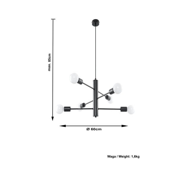 Черна висяща лампа 6 Donato - Sollux-image-4
