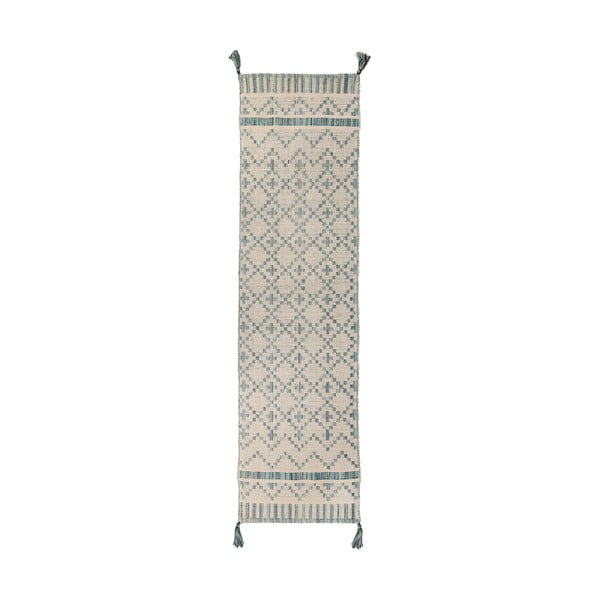 Бежово-синя памучна пътека , 60 x 200 cm Leela - Flair Rugs