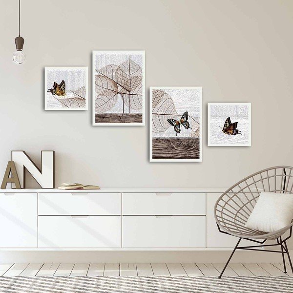 Картина от няколко части Листа и пеперуда, 136 x 75 cm - Alpha Wall-image-1