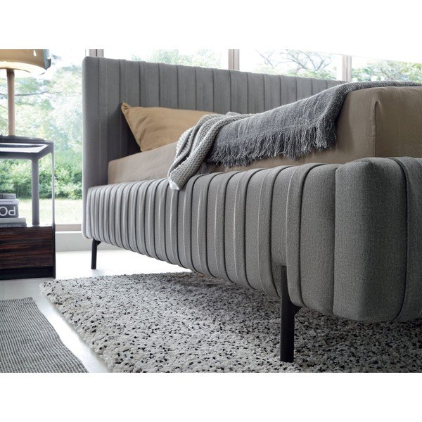 Сиво двойно тапицирано легло с място за съхранение и включена подматрачна рамка 160x200 cm Plissa – ELTAP-image-4