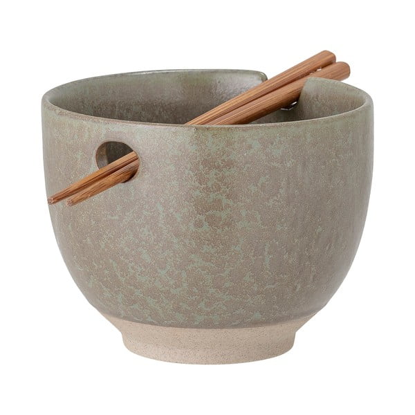 Сива керамична купа с пръчици за хранене , ø 13 cm Masami - Bloomingville