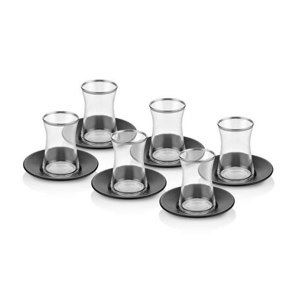Комплект от 6 стъклени чаши с чинийки Glam - The Mia