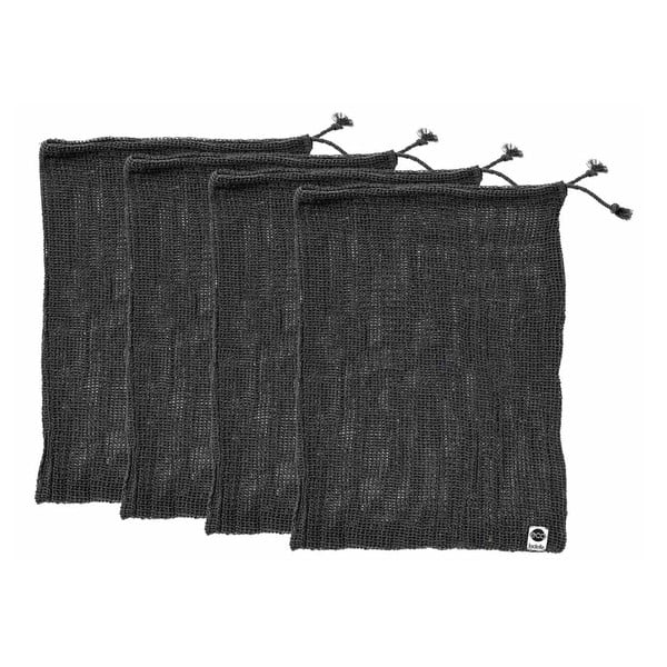 Комплект от 4 черни торбички за закуски от рециклиран памук, 30 x 40 cm Eco - Ladelle