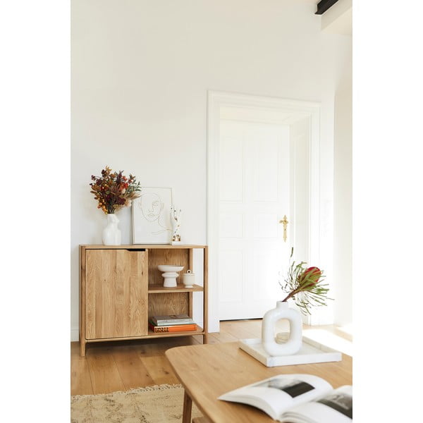 Шкафче от масивен дъб в естествен цвят 95x80 cm Twig – The Beds-image-4