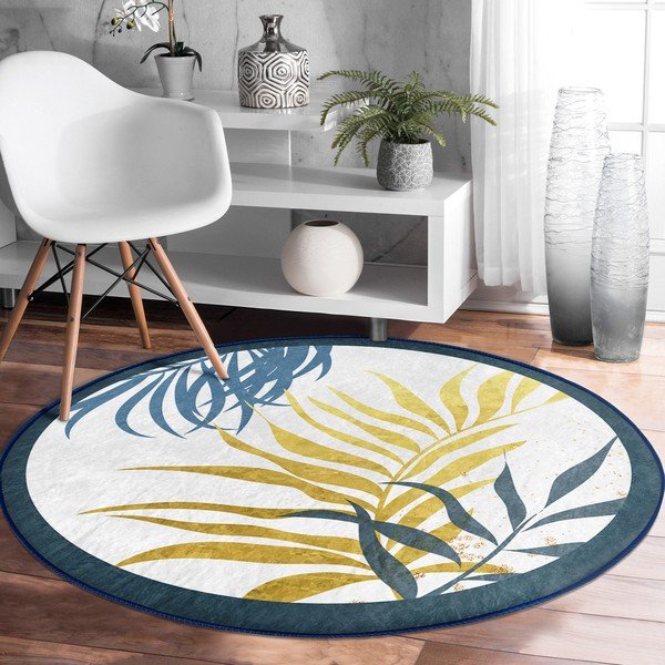 Кръгъл килим подходящ за пране и за прахосмукачки роботи ø 120 cm Comfort – Mila Home-image-3