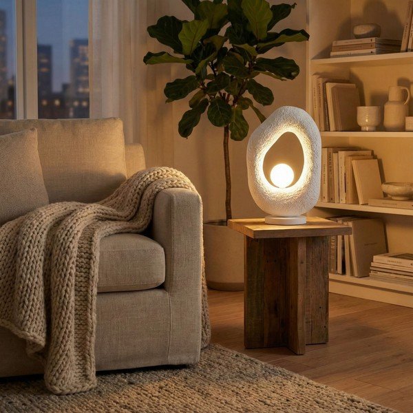 Бяла метална настолна лампа (височина 50 cm) Lore – Opviq lights-image-1