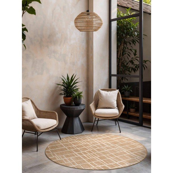 Кремав/в естествен цвят кръгъл килим за открито и закрито ø 160 cm Haringey Crouch – Ted Baker-image-1