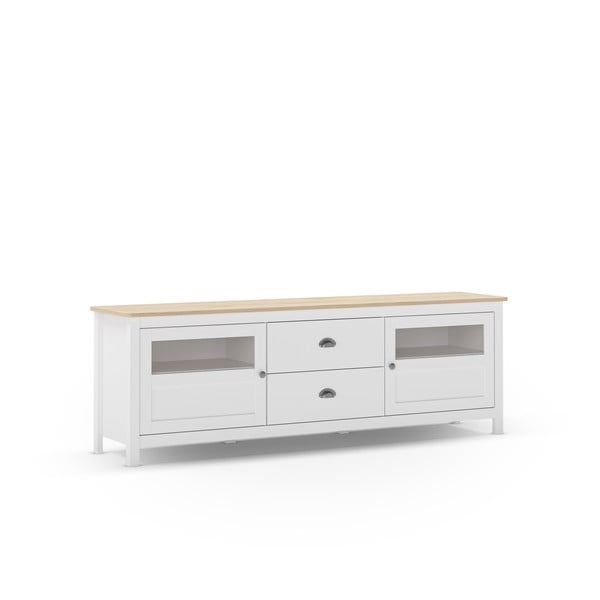 Бяла маса за телевизор от масивен бор 180x59 cm Misti – Marckeric-image-4