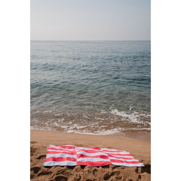 Червена/светлосиня памучна плажна кърпа 100x160 cm Su – noo.ma-image-1