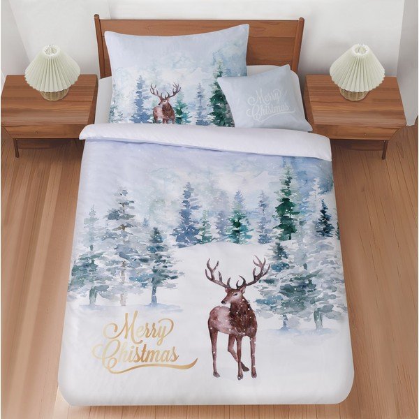 Светлосиньо единично спално бельо 3 части 140x200 cm Peaceful Winter – My House
