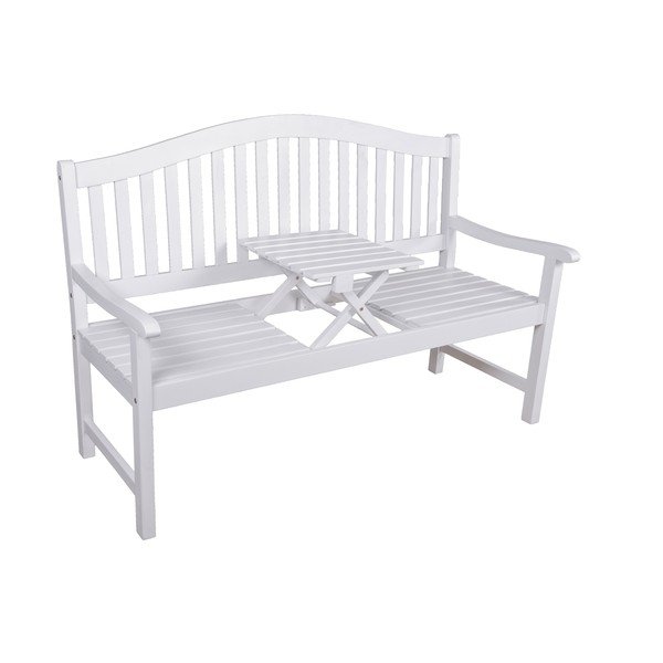 Бяла градинска пейка от масивно дърво Singapore – Garden Pleasure-image-1