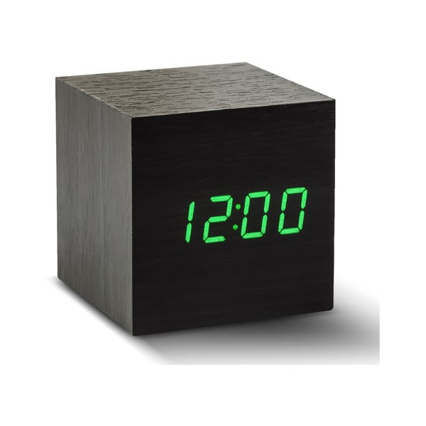 Zelený LED budík Cube Click Clock, černý