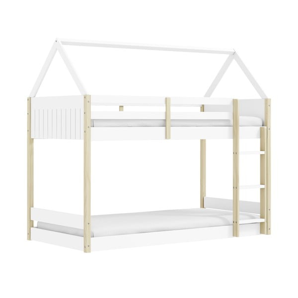 Двуетажно детско легло тип къща в бял и естествен цвят 90x190 cm Valka – Marckeric-image-4