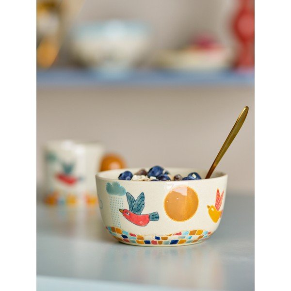 Кремава глинена детска купичка ø 12 cm Colorine – Bloomingville Mini-image-1