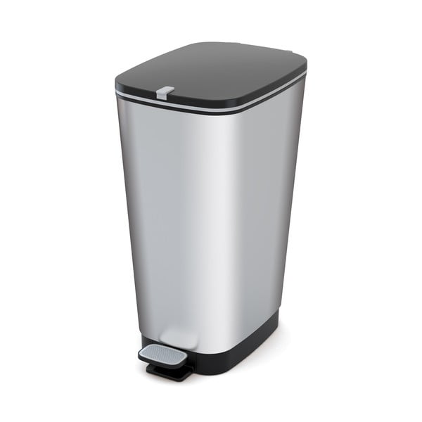 Пластмасово кошче за боклук с педал в сребрист цвят 45 l Chic Bin – KIS
