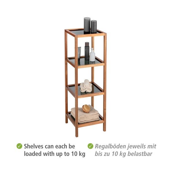 Стъклена етажерка за баня в черно-естествен цвят 36x112 cm Fondi - Wenko-image-4