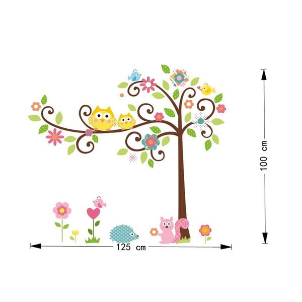 Детски стикер за стена Дърво и сова - Ambiance